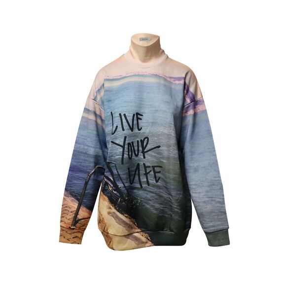 Marques Almeida Graphic Print Turtleneck Sweater in Multicolor Polyester - Picture 1 of 6